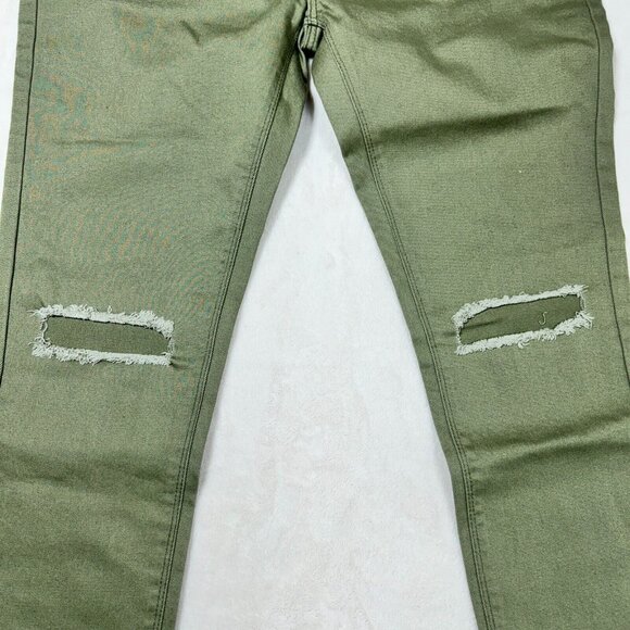 Urban ID Men's 34 Green Distressed Destructed Skinny Jeans - Casual Denim Bottom - Picture 8 of 13
